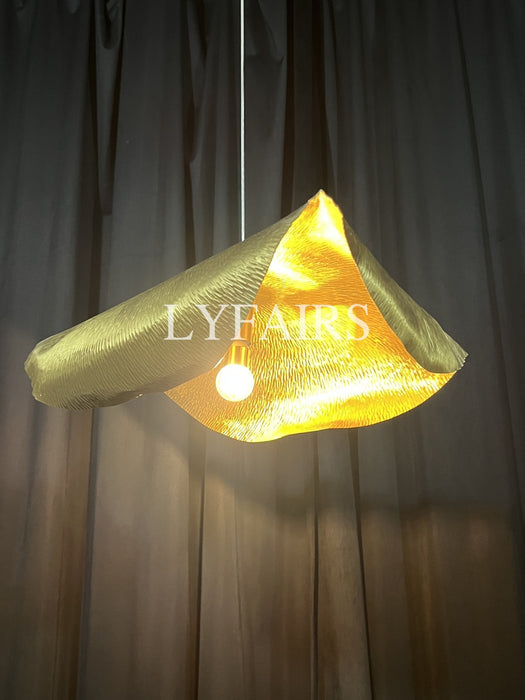 Postmodern Withered Leaf Parlor Pendant Lighting Fixture in Brass