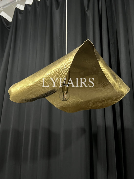 Postmodern Withered Leaf Parlor Pendant Lighting Fixture in Brass