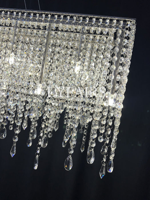 Rectangle Tassel Crystal Chandelier for Dining Room Kitchen Island