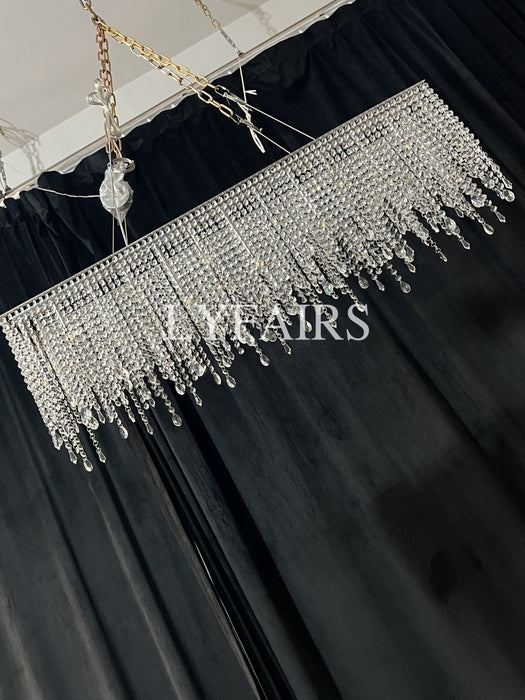 Rectangle Tassel Crystal Chandelier for Dining Room Kitchen Island