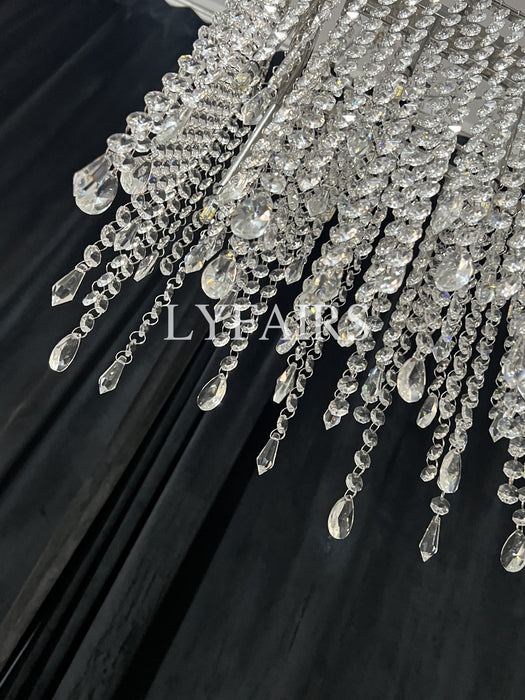 Rectangle Tassel Crystal Chandelier for Dining Room Kitchen Island