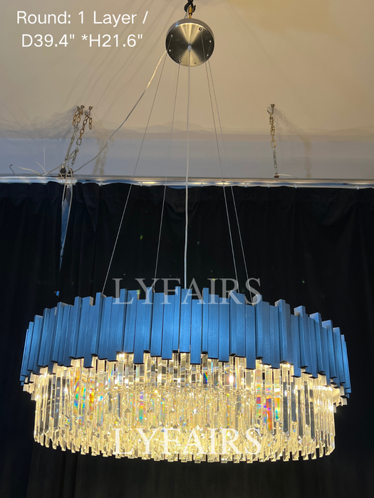 Lampadario di cristallo moderno rotondo dorato