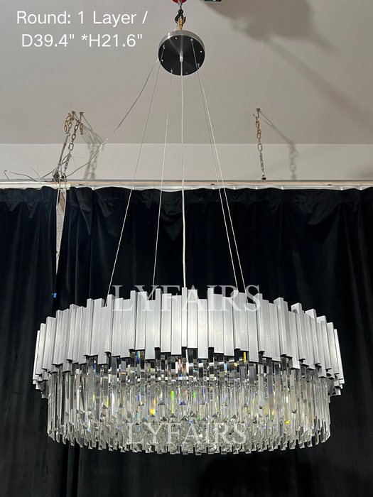 Lampadario di cristallo moderno rotondo dorato