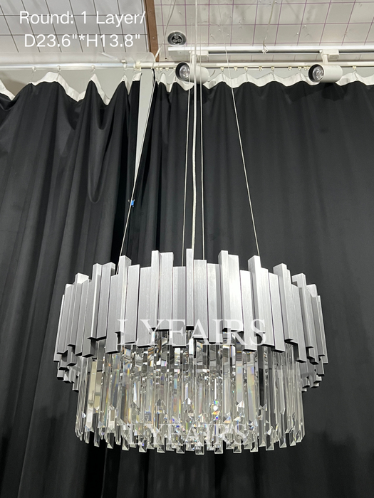 Lampadario di cristallo moderno rotondo dorato