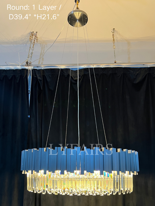 Lampadario di cristallo moderno rotondo dorato