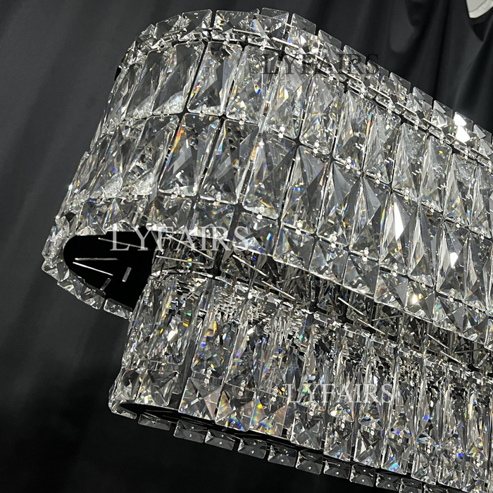 Stunning Modern Rectangle Ceiling Light Crystal Chandelier for Dining Table/Coffee Table/Living Room/Bedroom