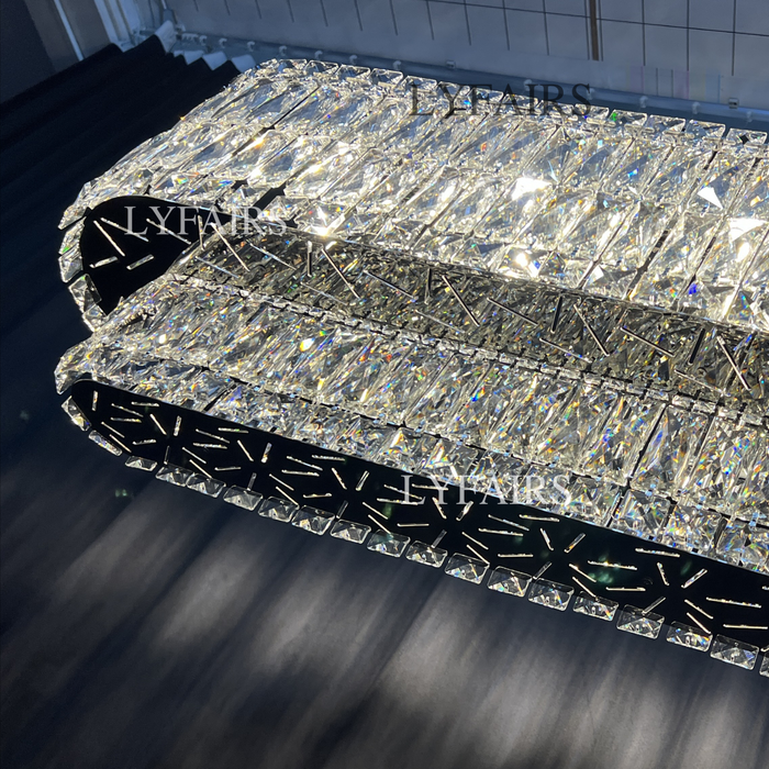 Stunning Modern Rectangle Ceiling Light Crystal Chandelier for Dining Table/Coffee Table/Living Room/Bedroom