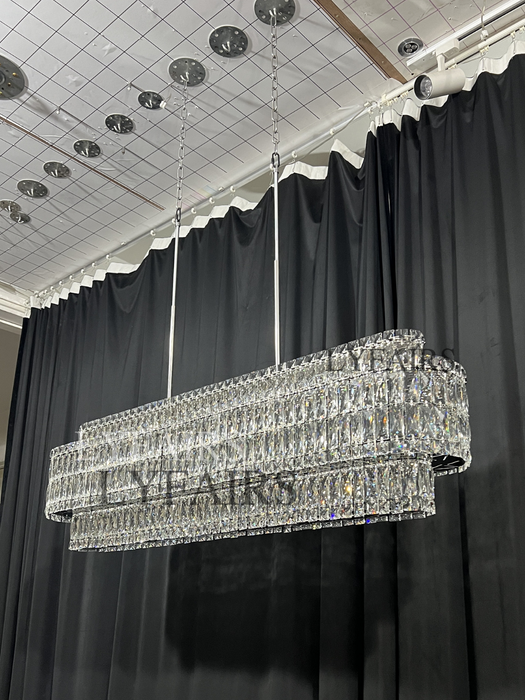 Stunning Modern Rectangle Ceiling Light Crystal Chandelier for Dining Table/Coffee Table/Living Room/Bedroom