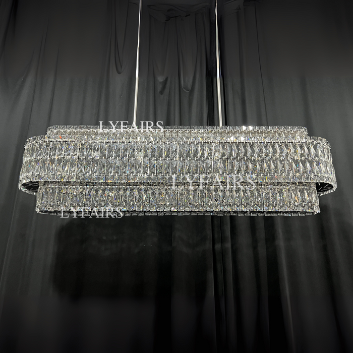 Stunning Modern Rectangle Ceiling Light Crystal Chandelier for Dining Table/Coffee Table/Living Room/Bedroom