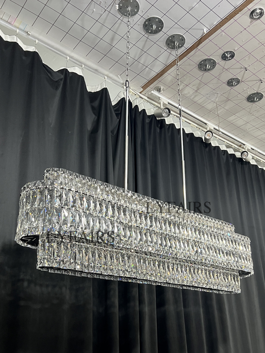 Stunning Modern Rectangle Ceiling Light Crystal Chandelier for Dining Table/Coffee Table/Living Room/Bedroom