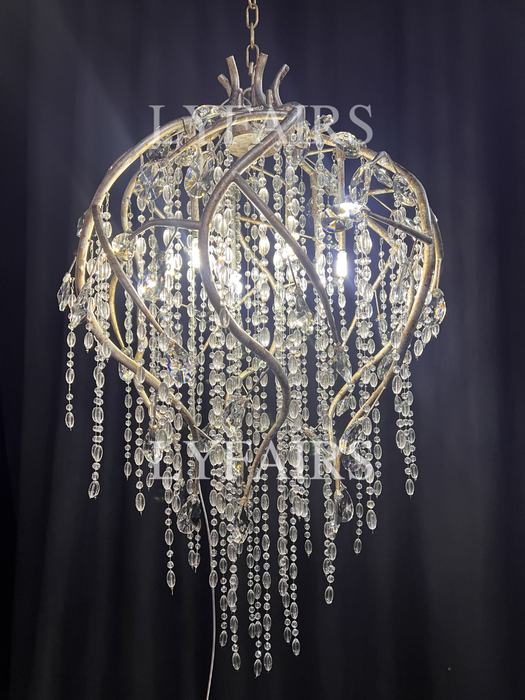 Colgante de cristal de rama creativa de diseñador de estilo vintage para mesa de comedor/entrada