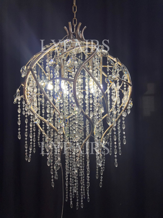 Colgante de cristal de rama creativa de diseñador de estilo vintage para mesa de comedor/entrada