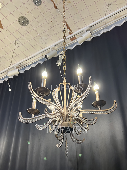 Lampadario a candela in argento in stile vintage per soggiorno/sala da pranzo