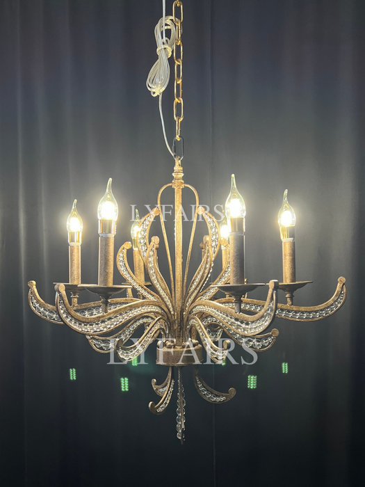 Lampadario a candela in argento in stile vintage per soggiorno/sala da pranzo