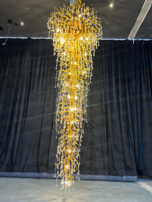 Lámpara de araña de cristal con forma de gota de agua para vestíbulo/escalera 