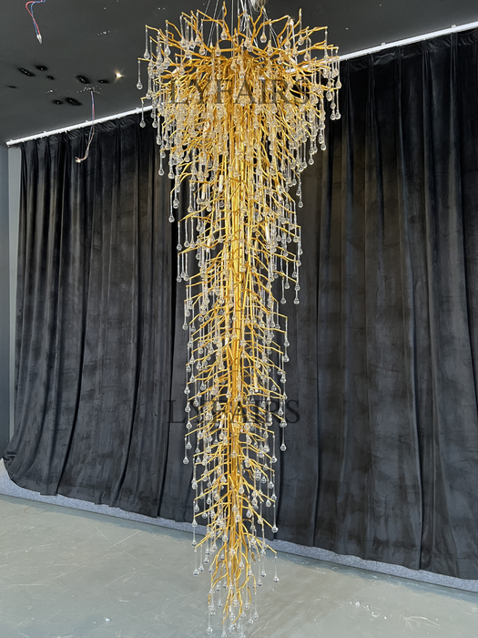 Lámpara de araña de cristal con forma de gota de agua para vestíbulo/escalera 