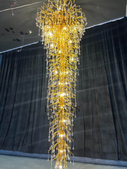 Lámpara de araña de cristal con forma de gota de agua para vestíbulo/escalera 