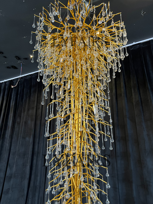 Lámpara de araña de cristal con forma de gota de agua para vestíbulo/escalera 