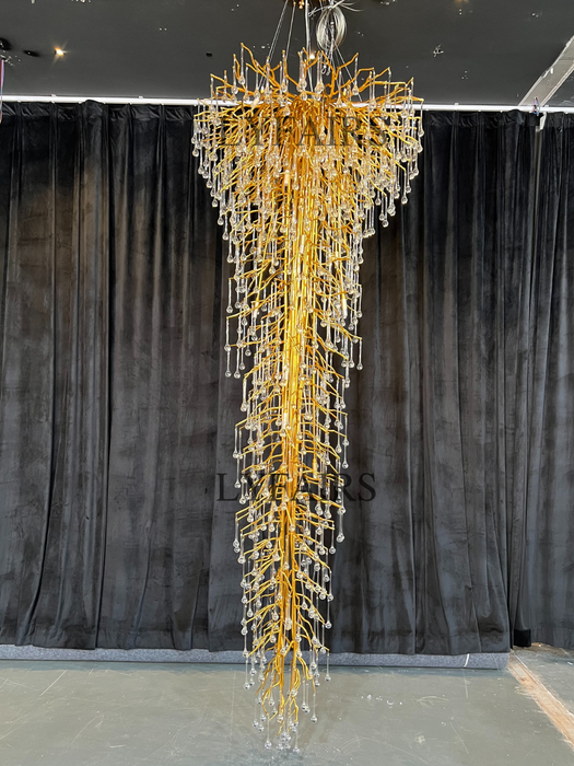 Lámpara de araña de cristal con forma de gota de agua para vestíbulo/escalera 