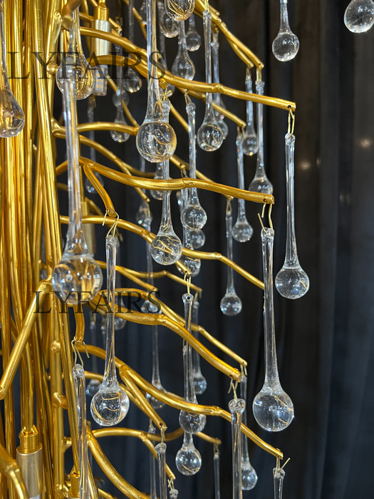 Lámpara de araña de cristal con forma de gota de agua para vestíbulo/escalera 