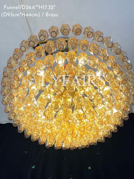 Modern Round/Rectangular/Funnel Smoke Glass Chandelier for Low-ceiling