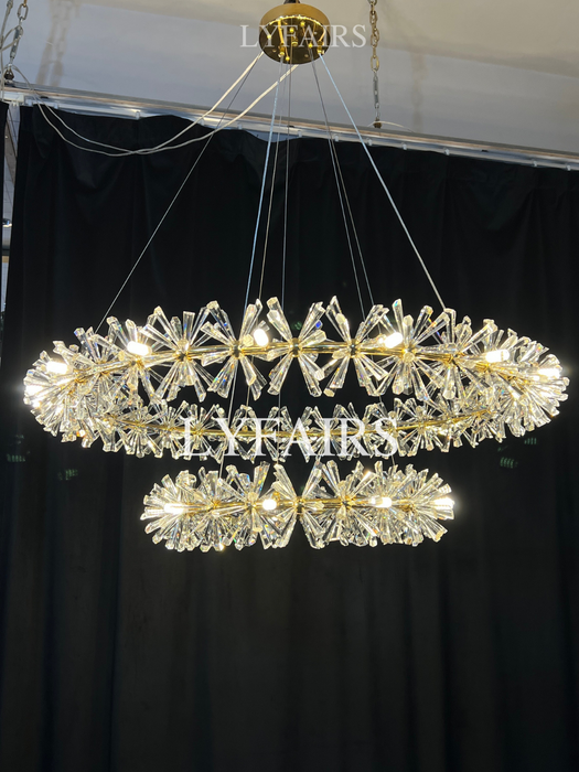 Lampadario in cristallo di ghiaccio congelato a 2 ruote per sala da pranzo 