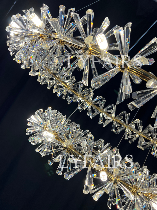 Lampadario in cristallo di ghiaccio congelato a 2 ruote per sala da pranzo 