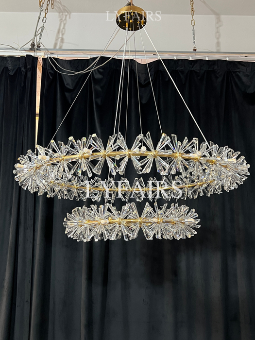 Lampadario in cristallo di ghiaccio congelato a 2 ruote per sala da pranzo 