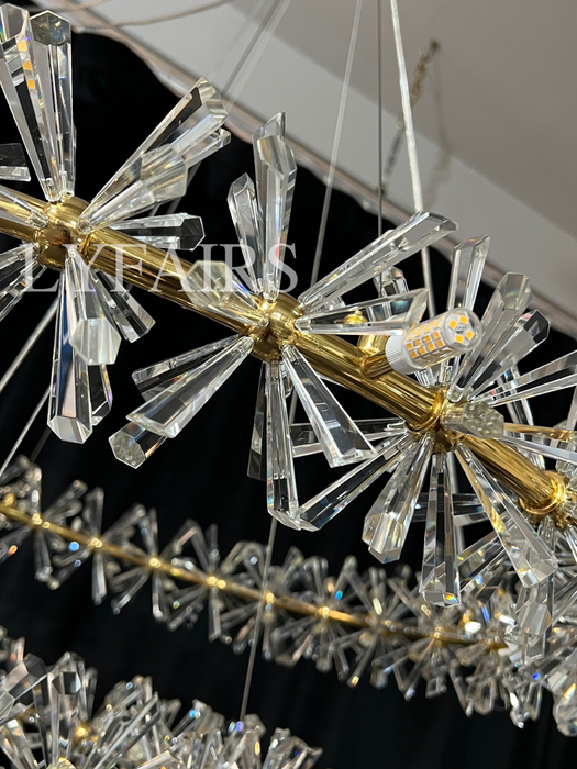 Lampadario in cristallo di ghiaccio congelato a 2 ruote per sala da pranzo 