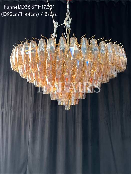 Modern Round/Rectangular/Funnel Smoke Glass Chandelier for Low-ceiling
