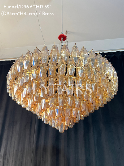 Modern Round/Rectangular/Funnel Smoke Glass Chandelier for Low-ceiling