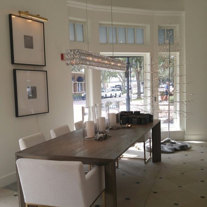 Lampadario a sospensione in cristallo cubico rettangolare decorativo per sala da pranzo Lampada a sospensione di lusso con finitura oro