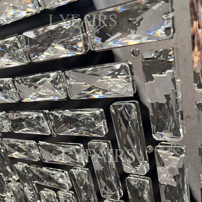 Lámpara de araña de cristal de montaje empotrado con luz rectangular de lujo extra grande para sala de estar/dormitorio