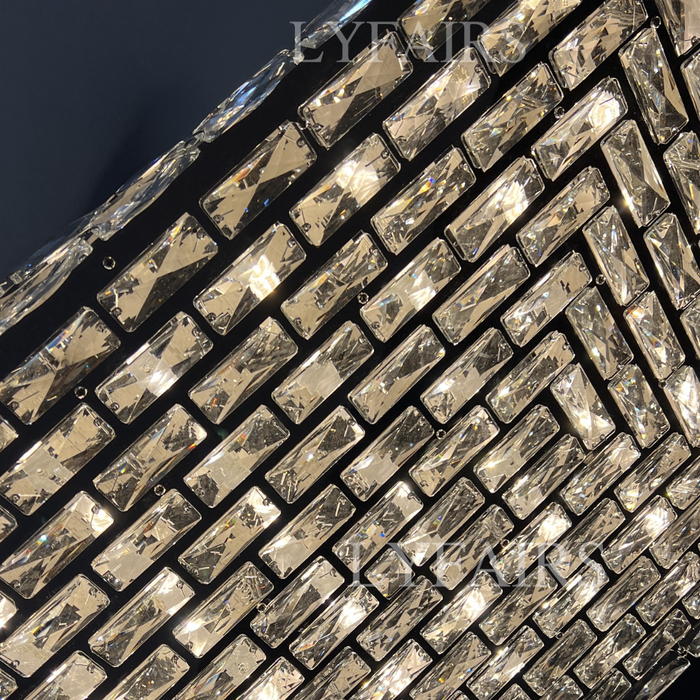 Lámpara de araña de cristal de montaje empotrado con luz rectangular de lujo extra grande para sala de estar/dormitorio