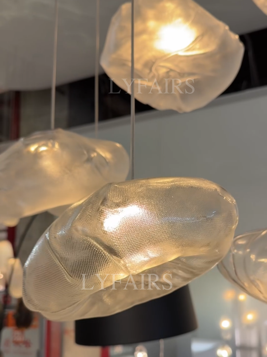 Lámpara decorativa de nube de cristal minimalista nórdica extragrande para escaleras/sala de estar/sala de techo alto