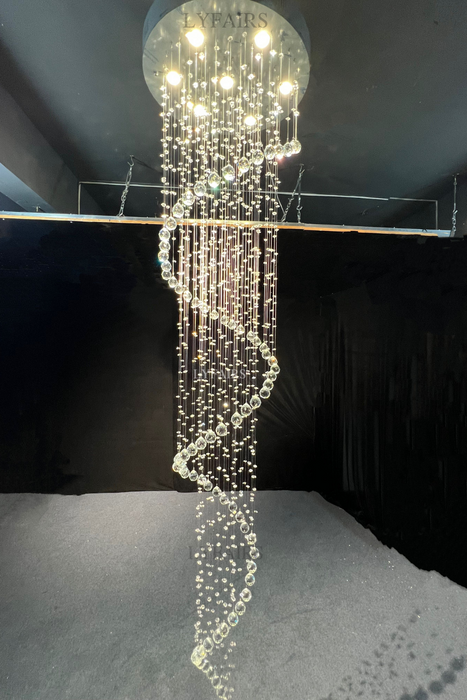 Extra Large Modern Spiral Raindrop Crystal Chandelier For Entryway