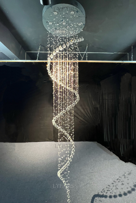 Extra Large Modern Spiral Raindrop Crystal Chandelier For Entryway
