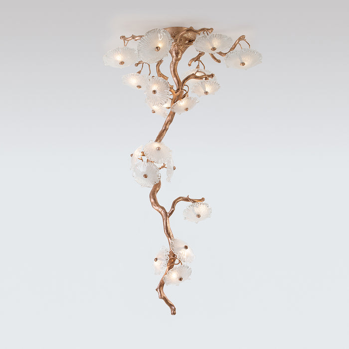 Flush Mount Mushroom Glass Chandelier for High Ceiling