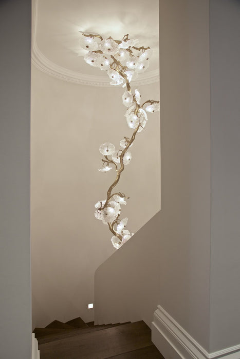 Flush Mount Mushroom Glass Chandelier for High Ceiling