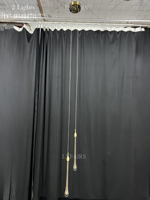 Foyer Glass Drops Pendant Chandelier Spiral Staircase High Ceiling Light Fixture In Gold Finish