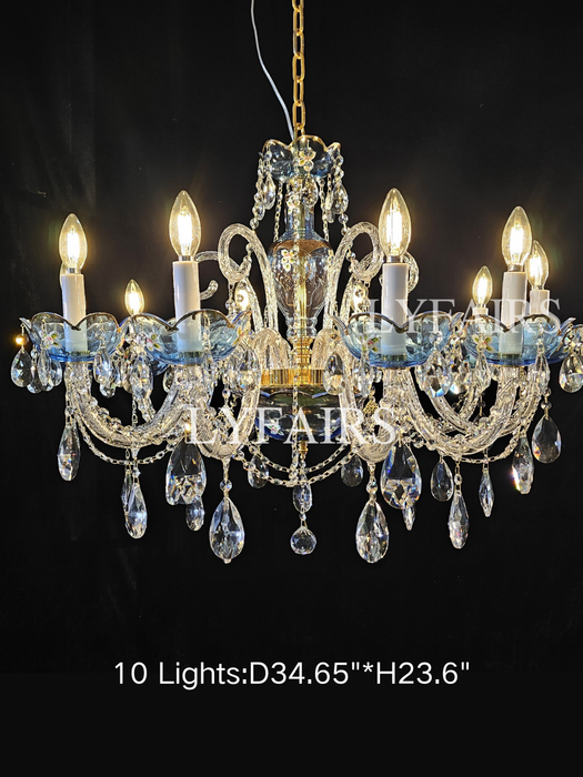 French Romantic Blue Crystal Designer Chandelier for Bedroom/Living Room/Dining Room