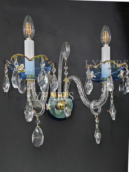 French Romantic Blue Crystal Designer Chandelier for Bedroom/Living Room/Dining Room