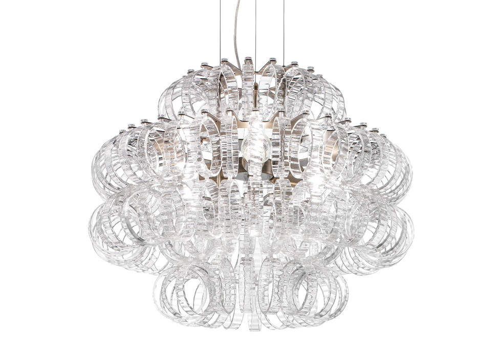 Italian Light Luxury Round Glass Chandelier for Low Ceiling