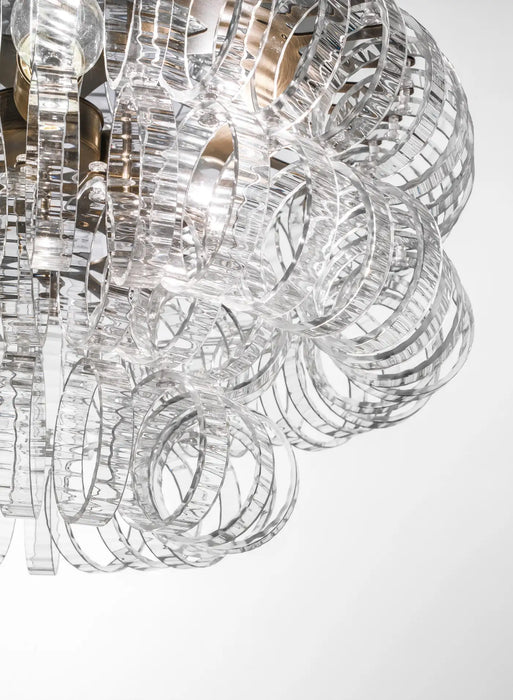 Italian Light Luxury Round Glass Chandelier for Low Ceiling