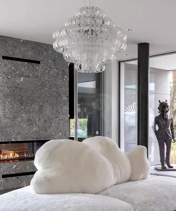 Italian Light Luxury Round Glass Chandelier for Low Ceiling