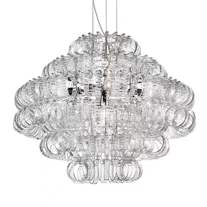 Italian Light Luxury Round Glass Chandelier for Low Ceiling