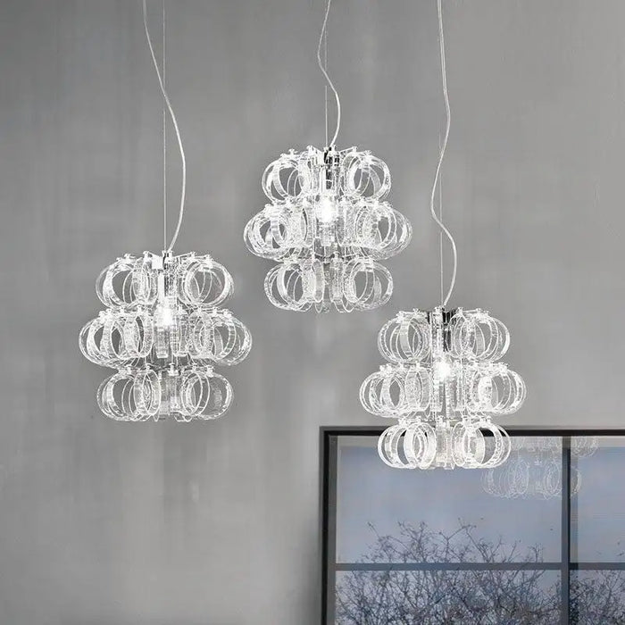 Italian Light Luxury Round Glass Chandelier for Low Ceiling