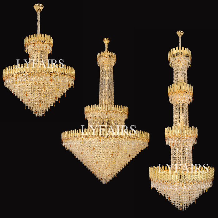 Luxury Golden Wheat Conical Funnel Crystal Chandelier for Living Room/Staircase/Foyer