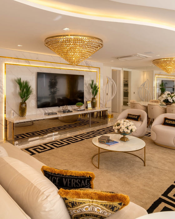 Luxury Flush Mounted Funnel Crystal Chandelier for Low Ceiling