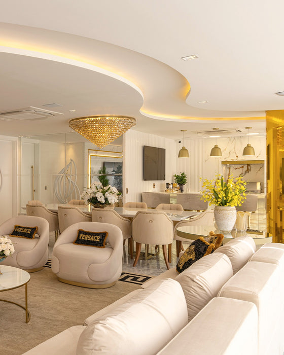 Luxury Flush Mounted Funnel Crystal Chandelier for Low Ceiling